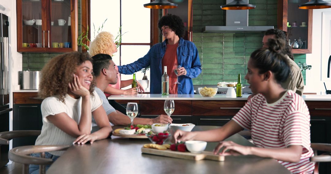 Diverse Friends Enjoying Casual Get-Together in Kitchen