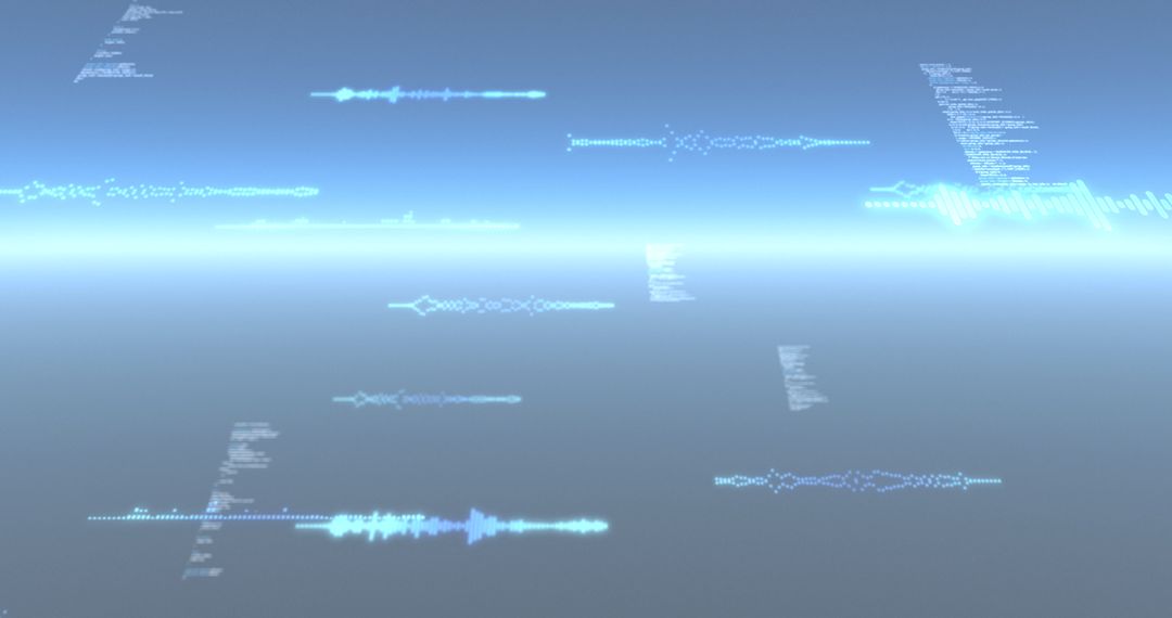 Digital Interface with Data Particles Glowing on Blue Surface
