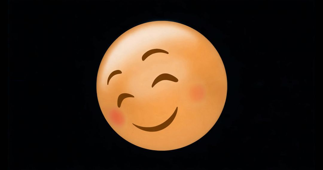 Smiling Blushing Emoji Face on Dark Minimal Background for Chat, Messaging, Social Media