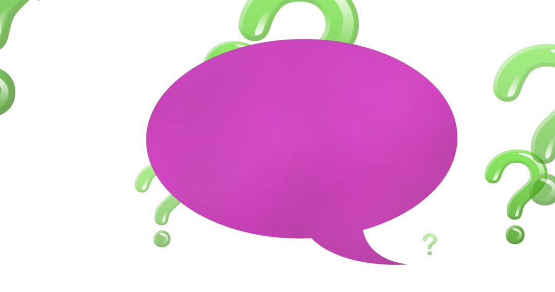 Vibrant Speech Bubble with Question Marks on White Background