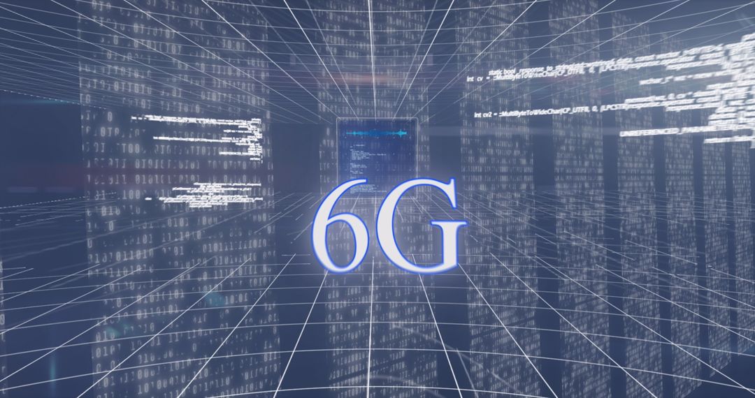 Futuristic 6G Cellular Network Concept with Digital Screens