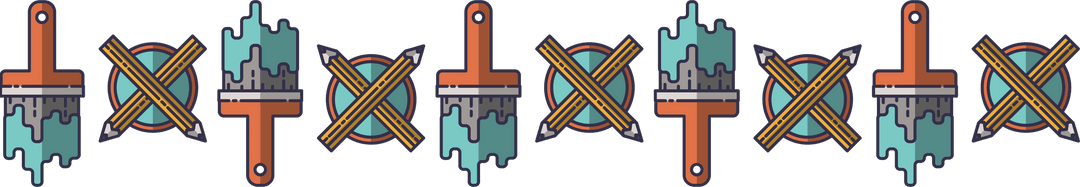 Colorful Art Supplies Pattern with Transparent Background