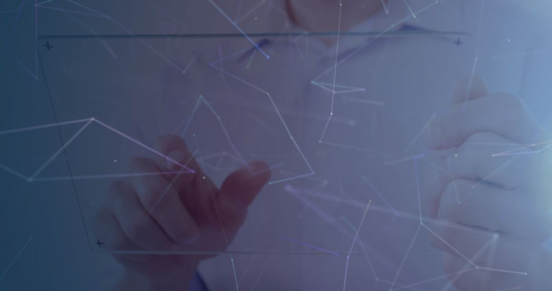 Businessman Interacting with Virtual Interface of Global Network Connections