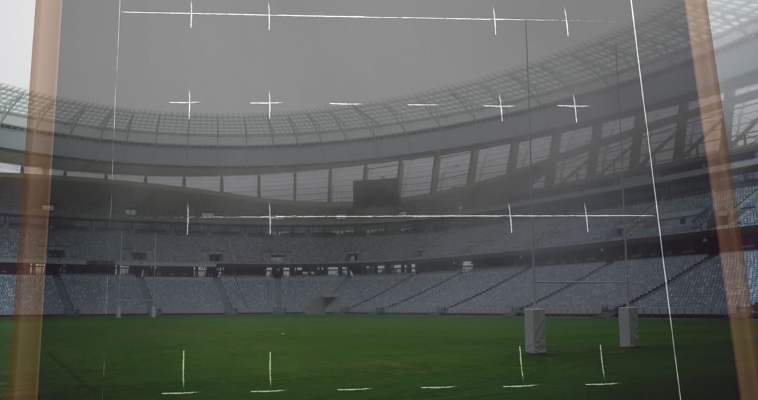 Empty Stadium with Game Plan Instructions Drawn Over Field
