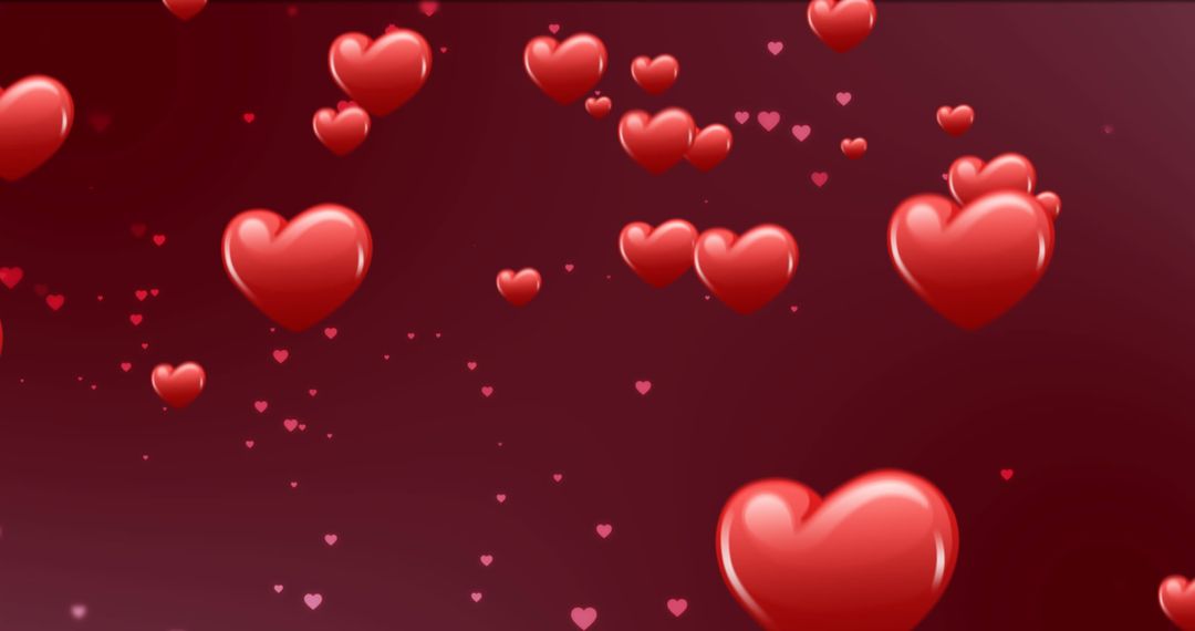 Red Floating Hearts on Dark Red Background for Valentine