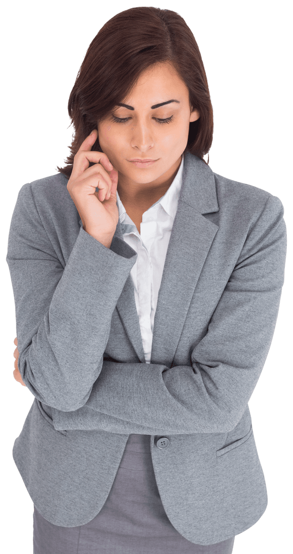 Businesswoman Contemplating Decision Transparent Background