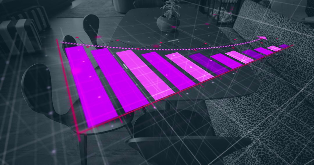 Bar Graph Projection Showing Financial Loss Over Empty Office Furniture