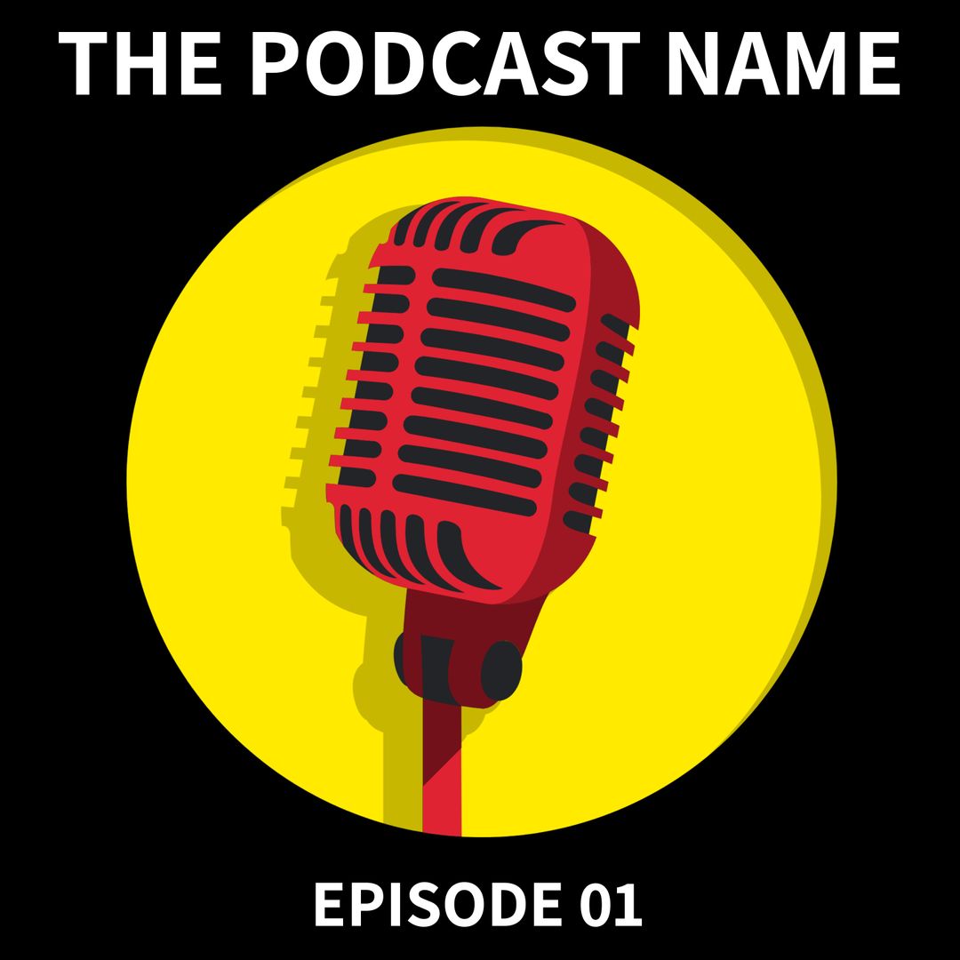 Vibrant Red Microphone on Yellow Background for Podcasts