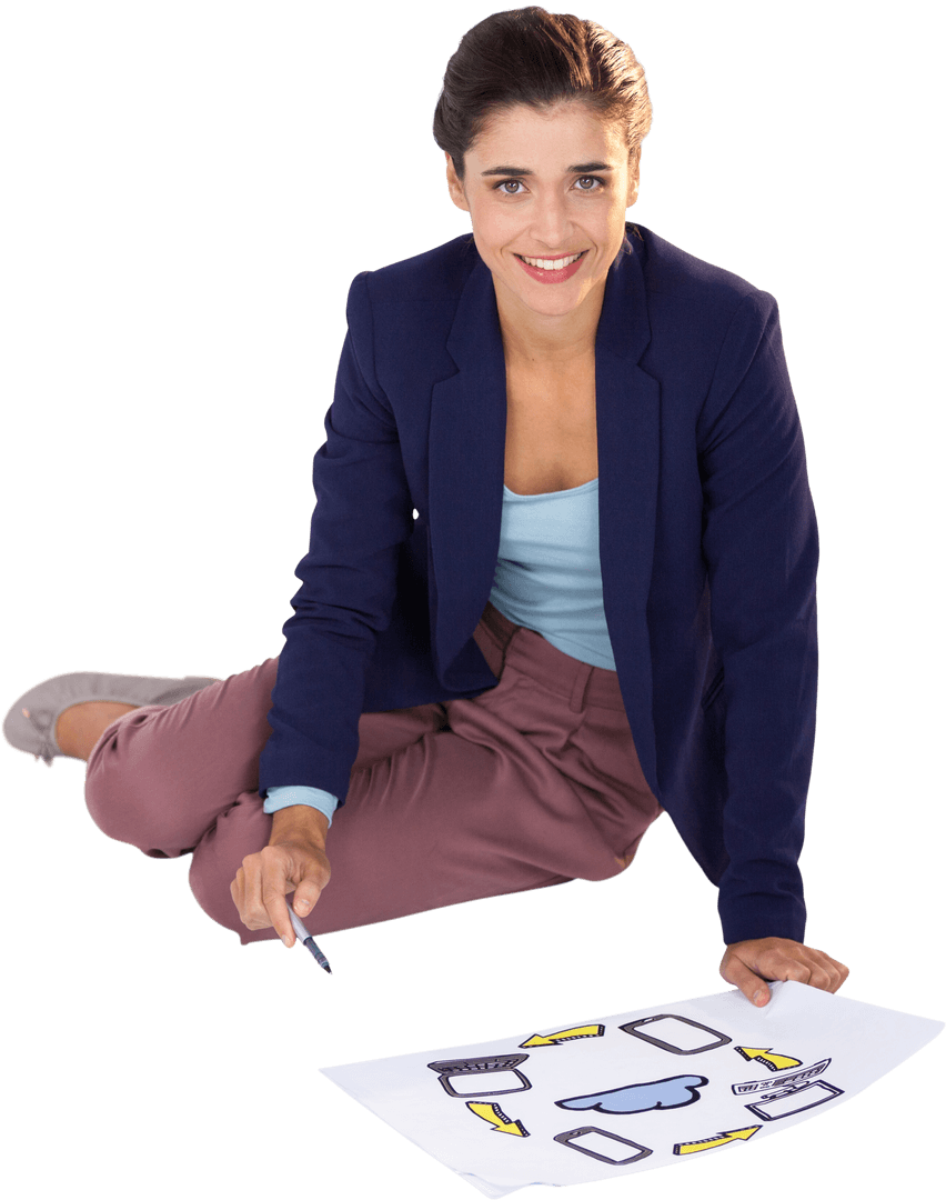 Transparent Concept Outlining by Smiling Businesswoman