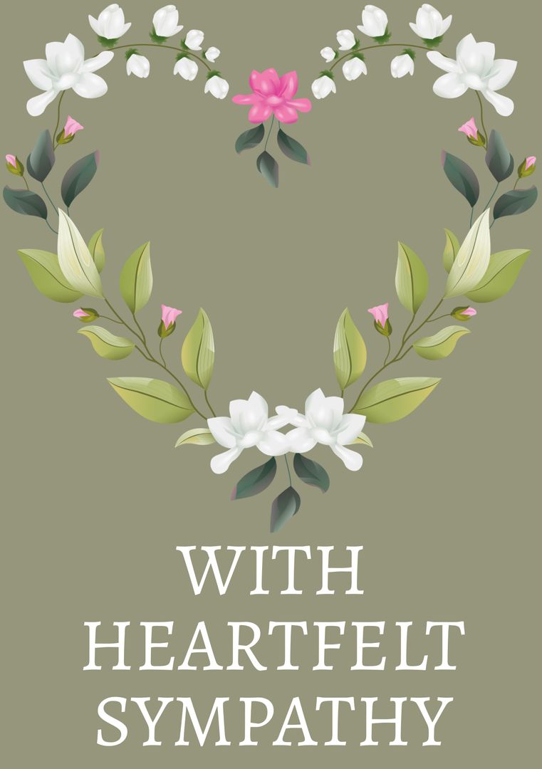 Heartfelt Sympathy Card with Floral Heart Design
