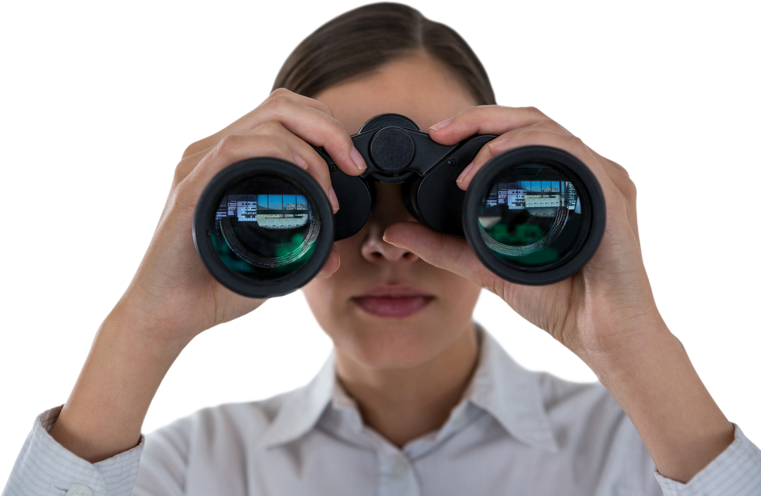 Businesswoman Looking Through Pair of Transparent Binoculars - Download Free Stock Images Pikwizard.com