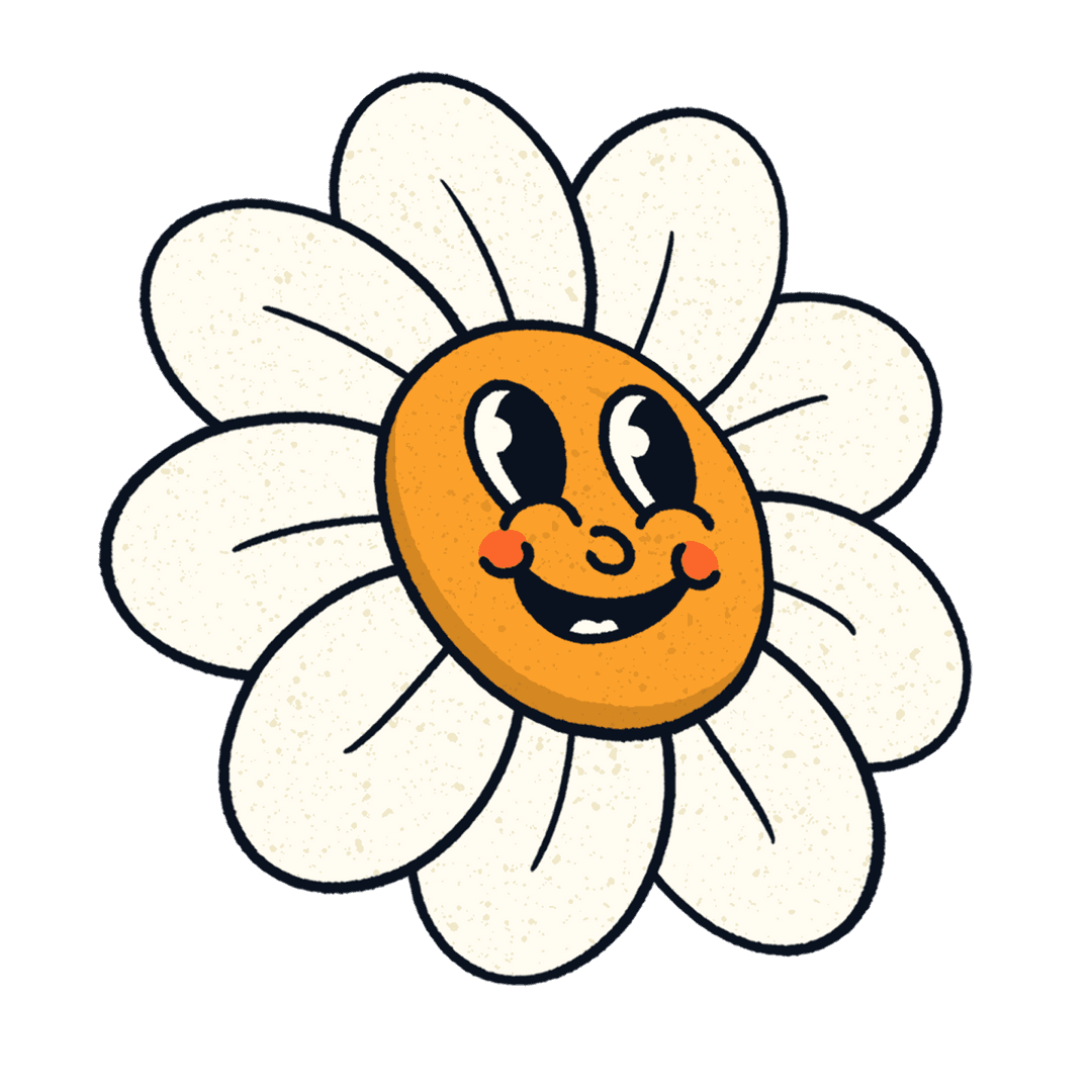 Cheerful Smiling Daisy Flower Illustrating Happiness