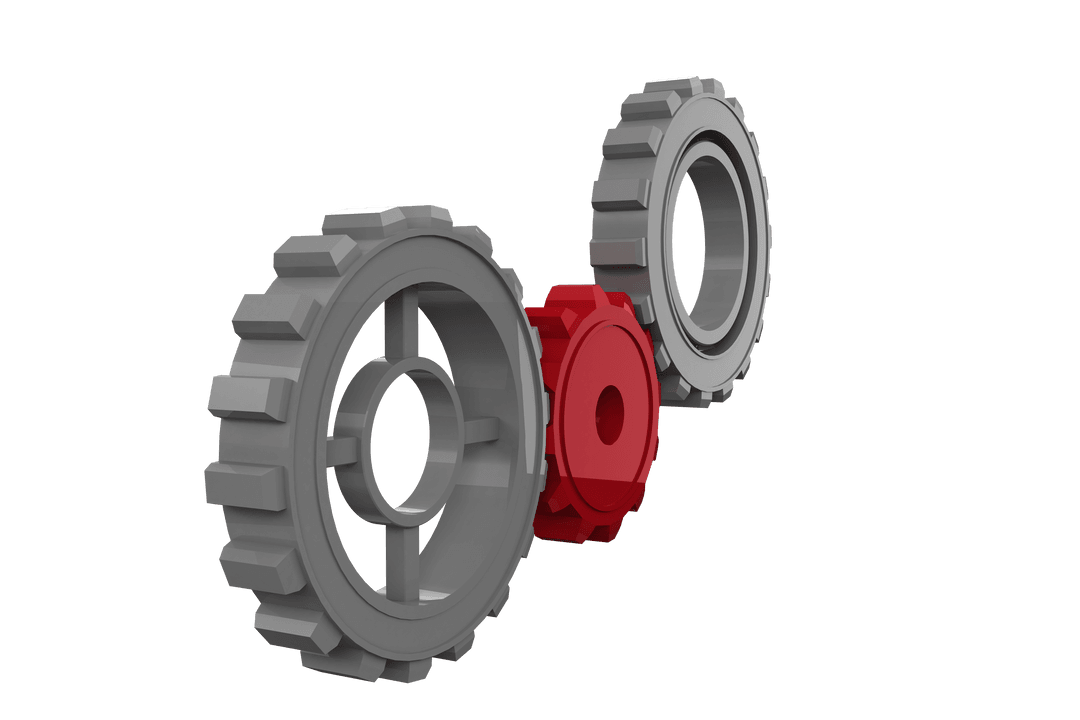 Transparent 3D Gears Illustration Showing Connection and Cooperation