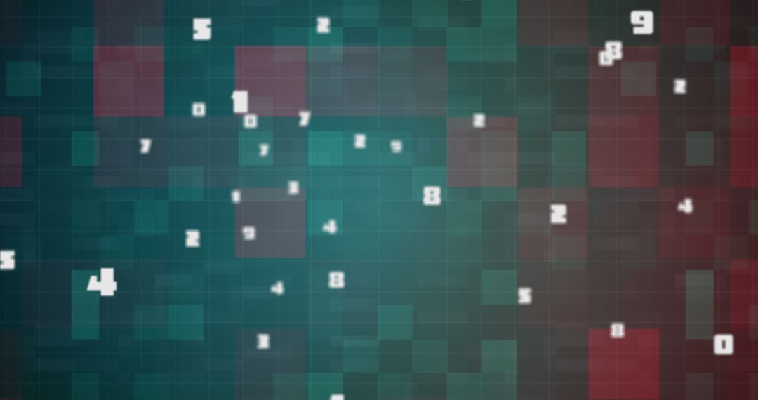 Abstract Digital Numbers on Flickering Pixel Grid Background