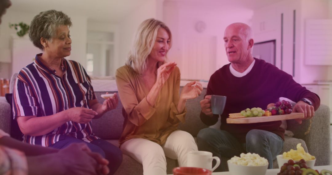 Multicultural Seniors Enjoying Social Gathering at Home