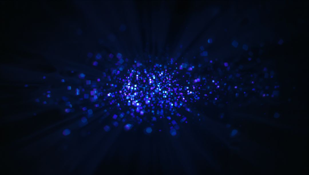 Glowing Blue Square Particles in Digital Space
