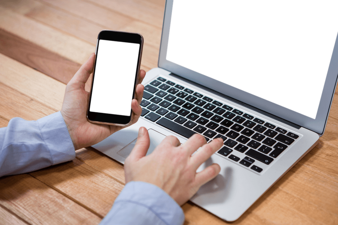 Transparent Screens on Mobile and Laptop in Office Setup