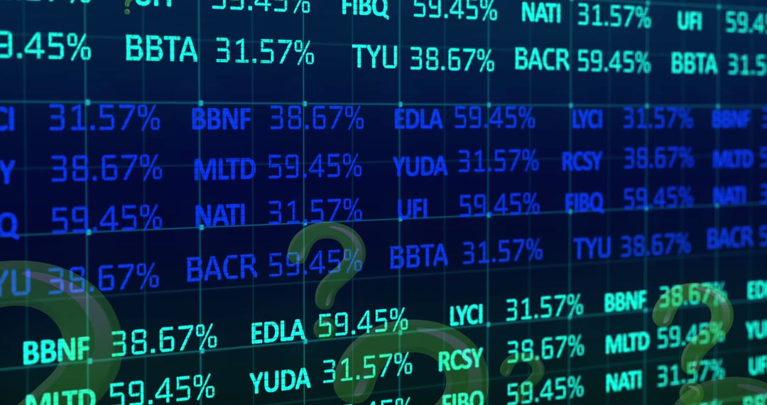 Fluctuating Stock Market Display With Percentages
