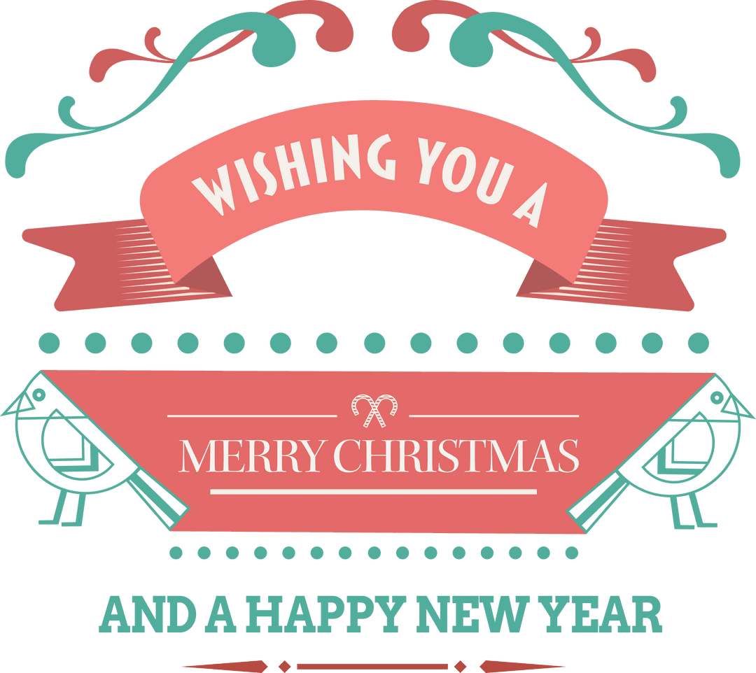 Christmas Greeting on Transparent Background with Festive Design