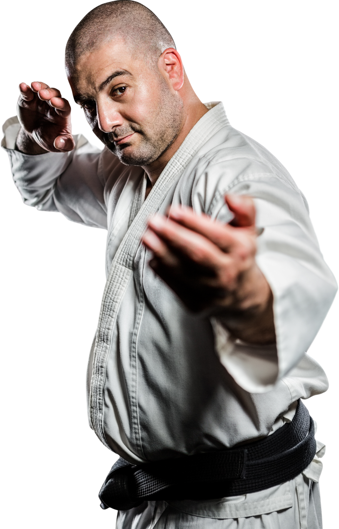 Karate Expert in Dynamic Fighting Stance on Transparent Background - Download Free Stock Images Pikwizard.com