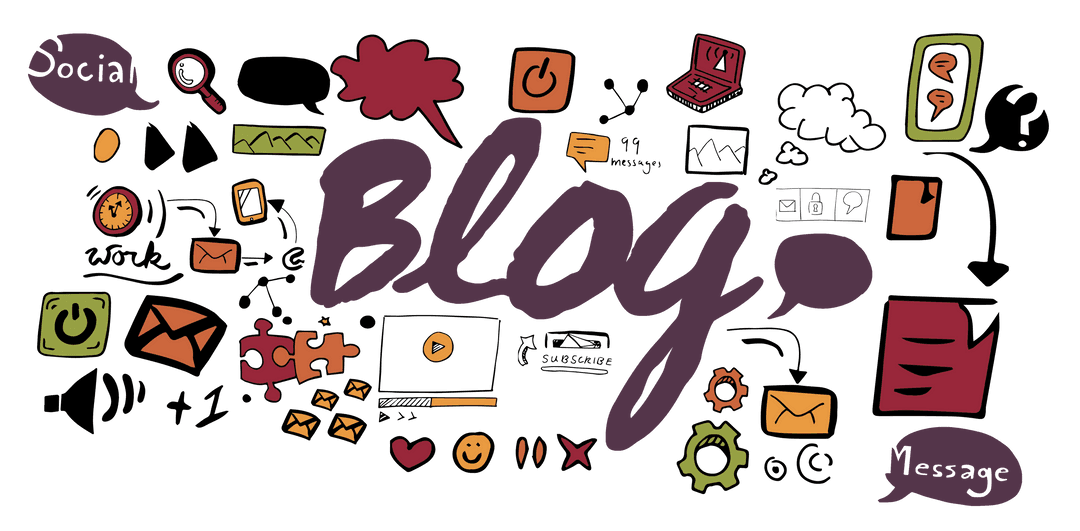 Transparent Graphic Blog Text with Social Media Icons