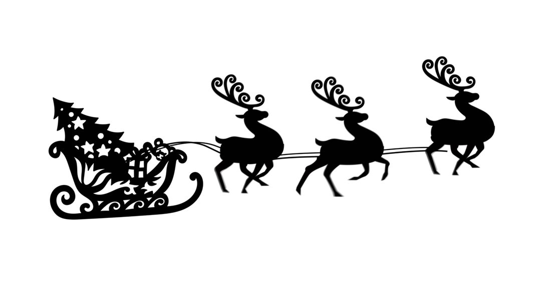 Black Silhouette of Christmas Sleigh with Reindeer - Free Images, Stock Photos and Pictures on Pikwizard.com