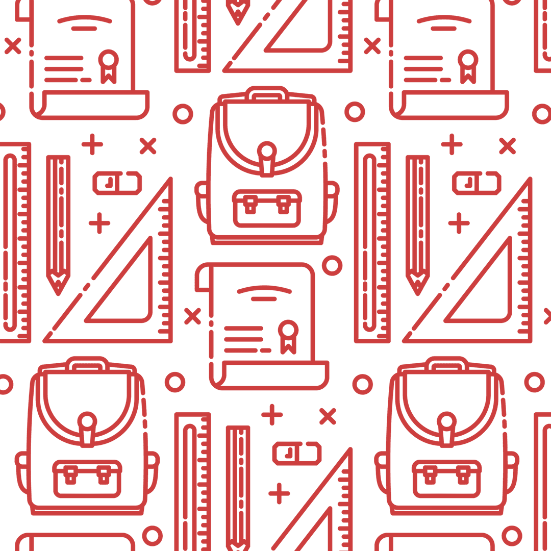 Transparent school items icons pattern vector background