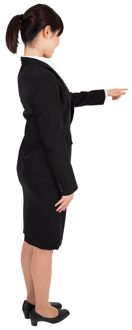 Transparent Background of Asian Businesswoman Pointing Sideways