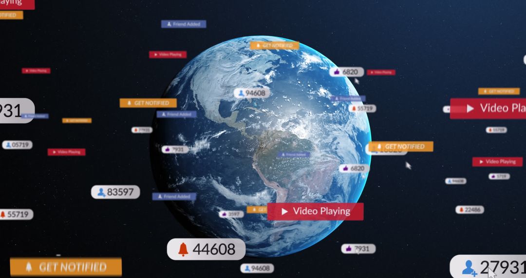 Digital World Map with Social Media Interactions