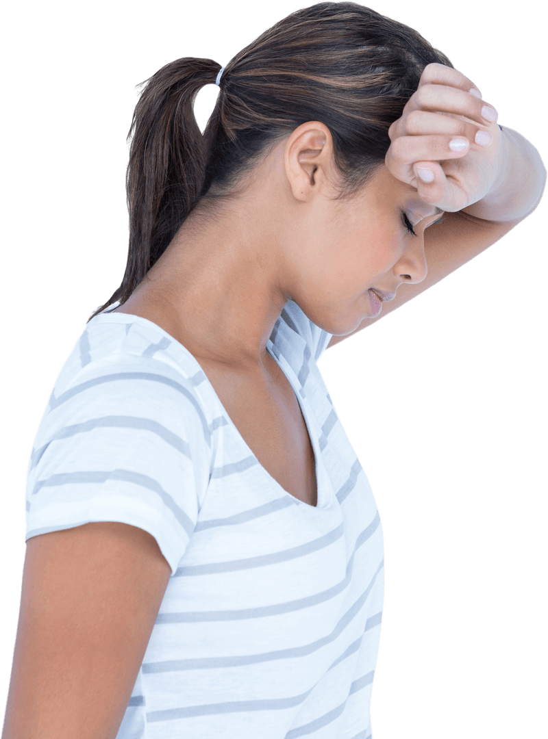 Transparent Side View of Depressed Woman Emotional Expression
