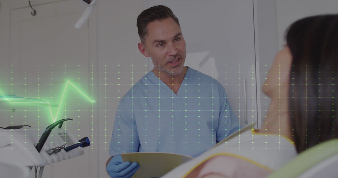 Doctor Explaining Heart Monitor Data to Patient in Hospital