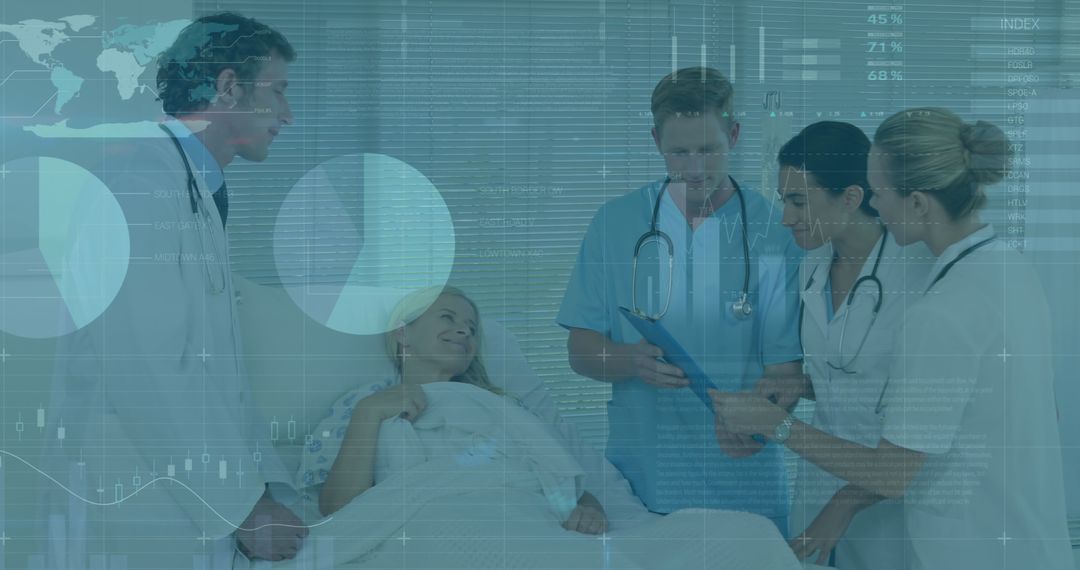 Healthcare Professionals Analyzing Patient Data with Technological Interface