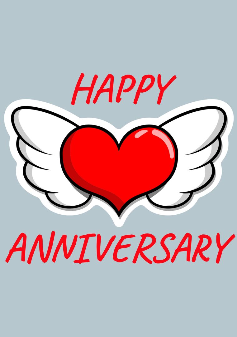 Heart with Wings Anniversary Greeting Card Design - Download Free Stock Templates Pikwizard.com