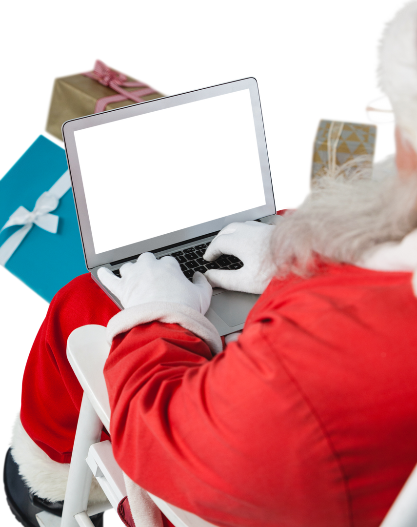 Santa Claus Using Laptop with Transparent Background, Isolated - Download Free Stock Images Pikwizard.com