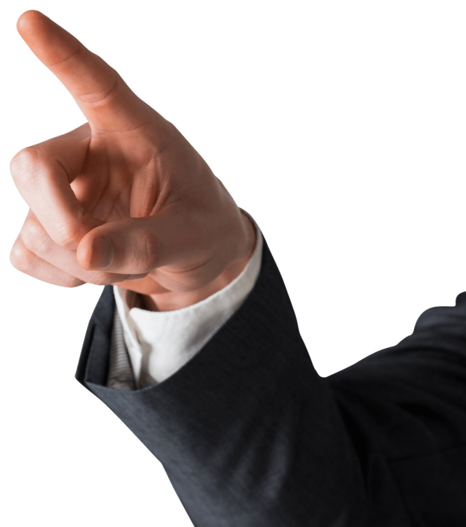Transparent Businessman Hand Pointing Confidently Forward