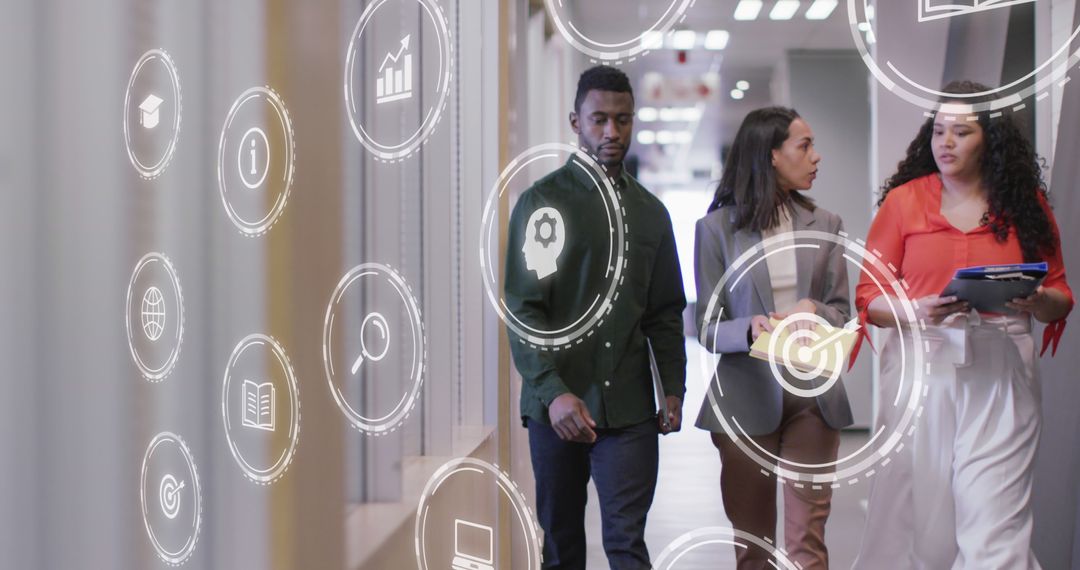 Colleagues Discussing Work Projects with Digital Interface