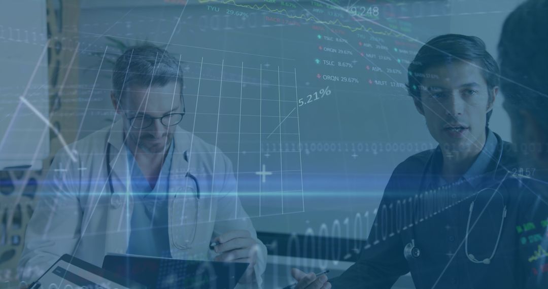 Multinational Medical Team Analyzing Digital Data Integration