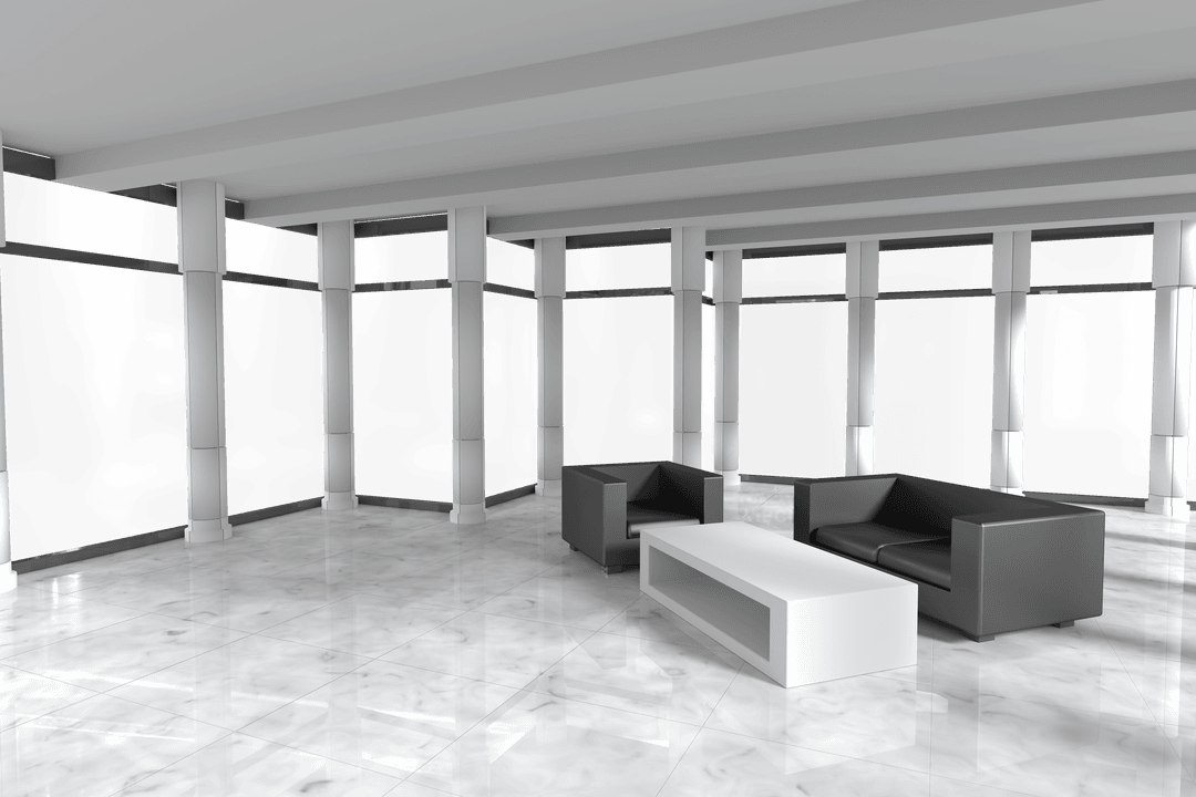 Modern Transparent Sitting Room with Sleek Furniture Design