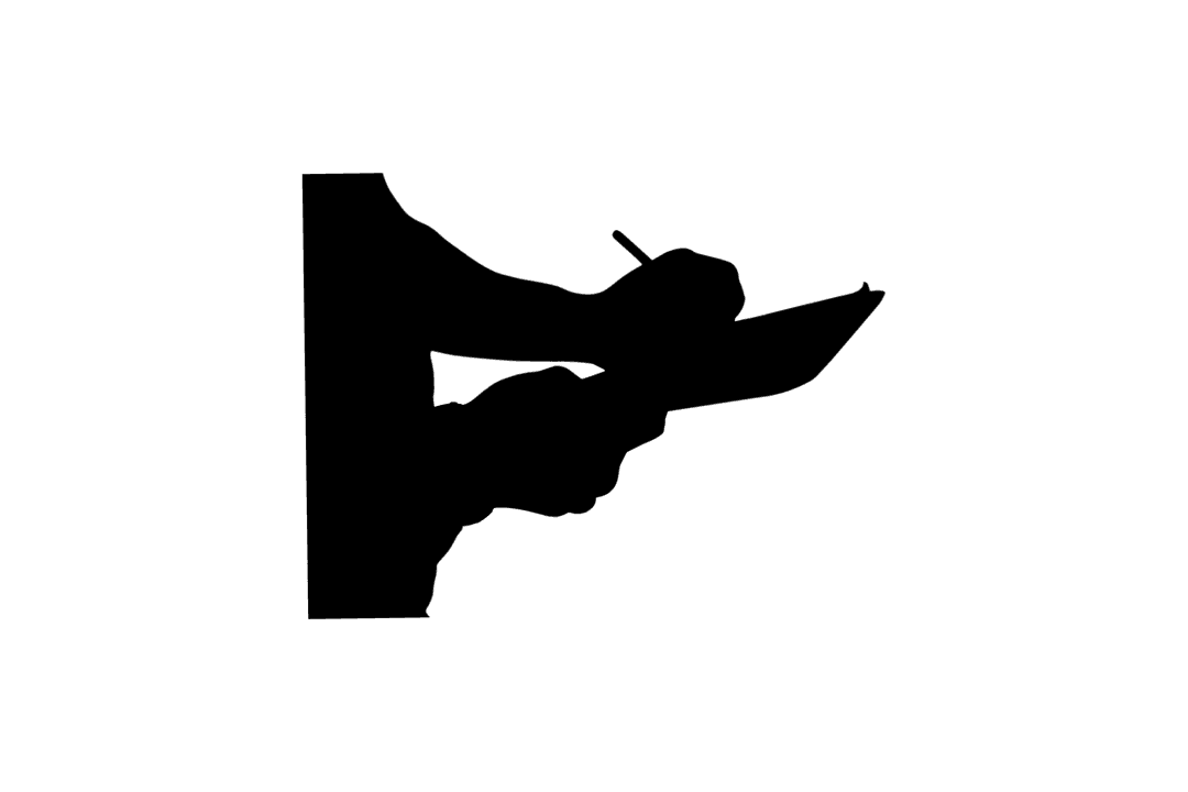 Silhouette of Hands Writing in Notebook on Transparent Background