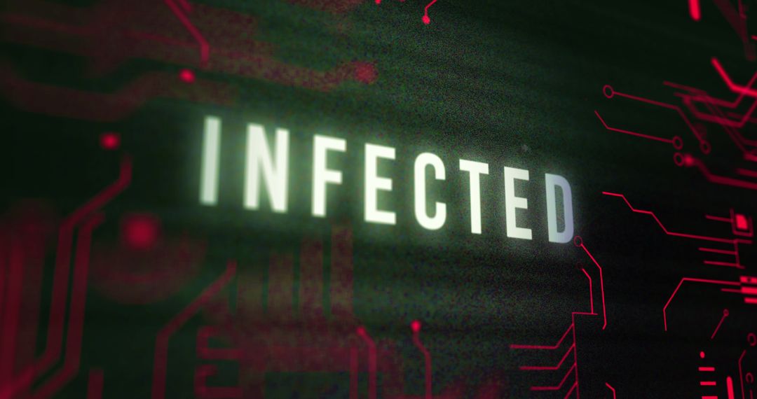 Digital Illustration of System Infection Notice on Circuit Board