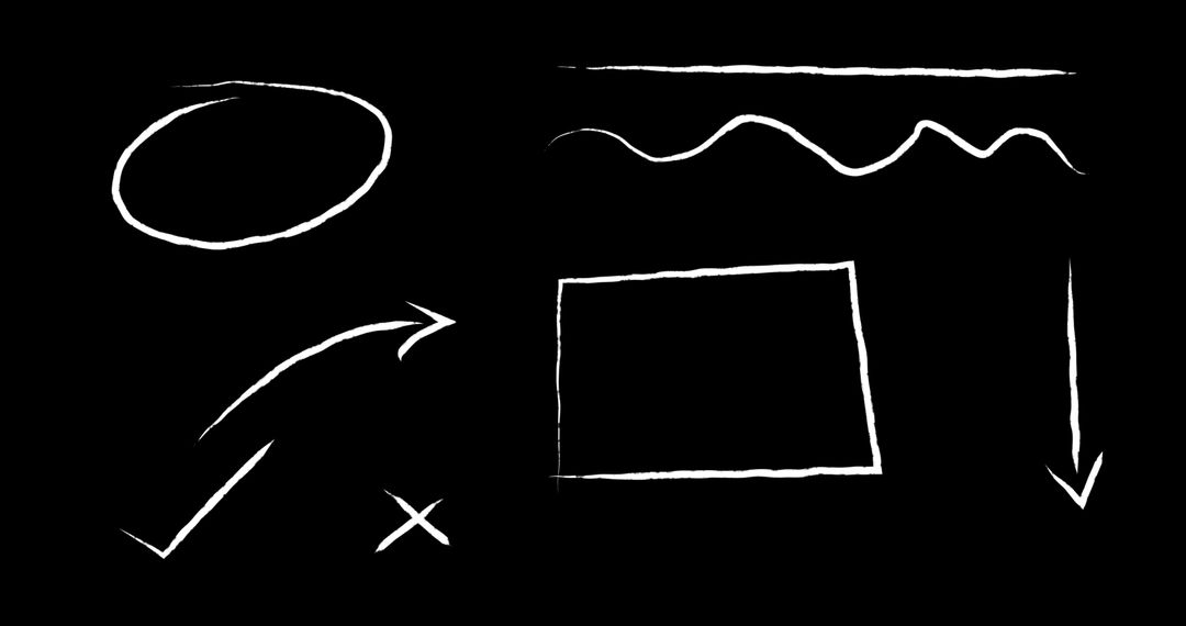 Abstract White Outlined Shapes on Black Background