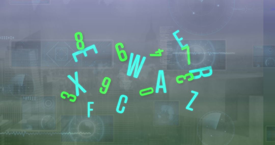 Digital Interface with Sci-Fi Icons in Office