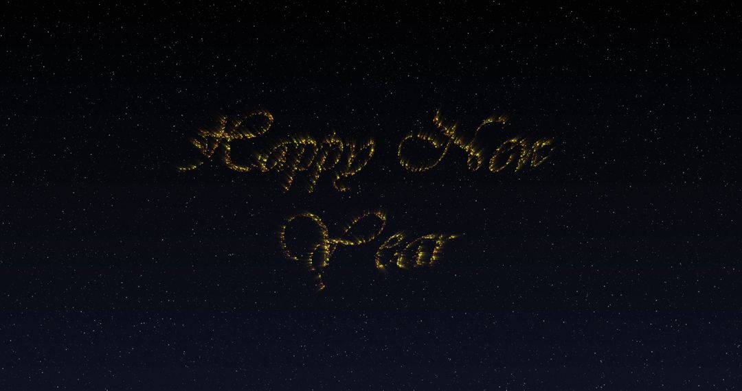 Happy New Year with Shimmering Gold Firework Text