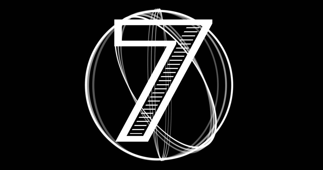Number 7 Overlay on Circular Geometric Pattern on Black Background