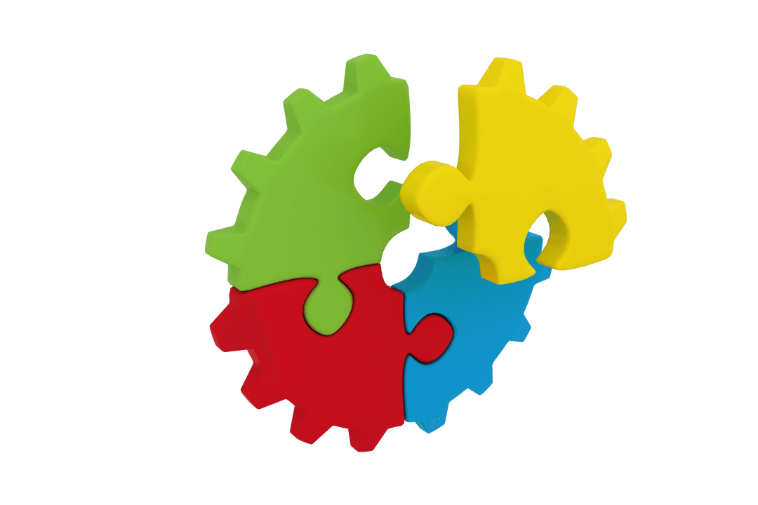Colorful Puzzle Pieces in Transparent Background for Autism Awareness