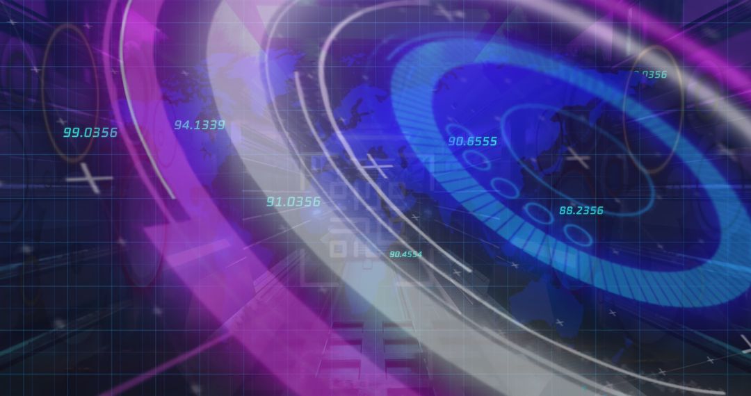 Futuristic Digital Interface with Data Streams and Technology Elements