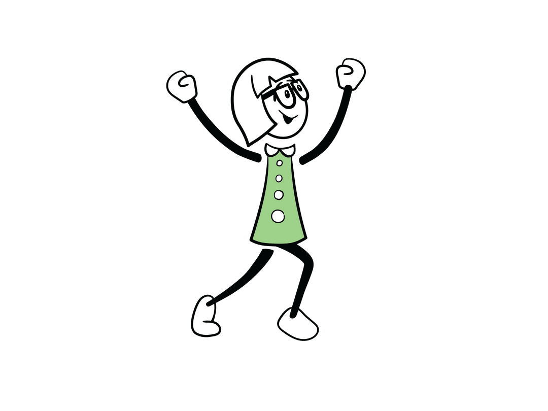 Cheerful Schoolgirl Icon on Transparent Background Illustration