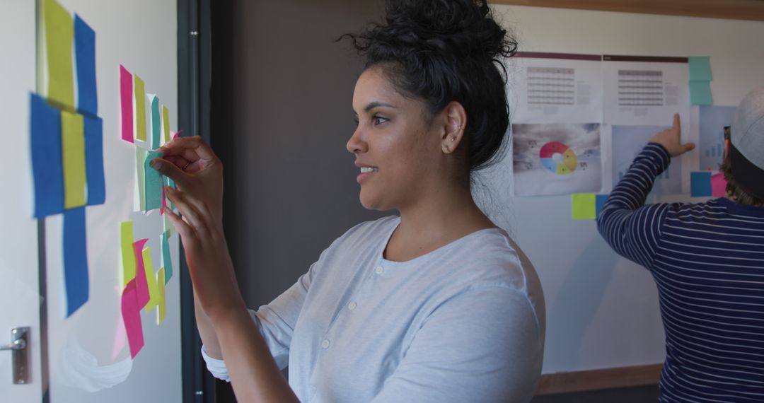 Creative Businesswoman Planning with Sticky Notes