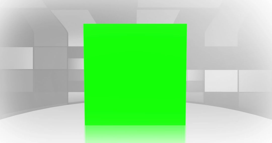 Brilliant Green Square Hologram in Abstract 3D Space