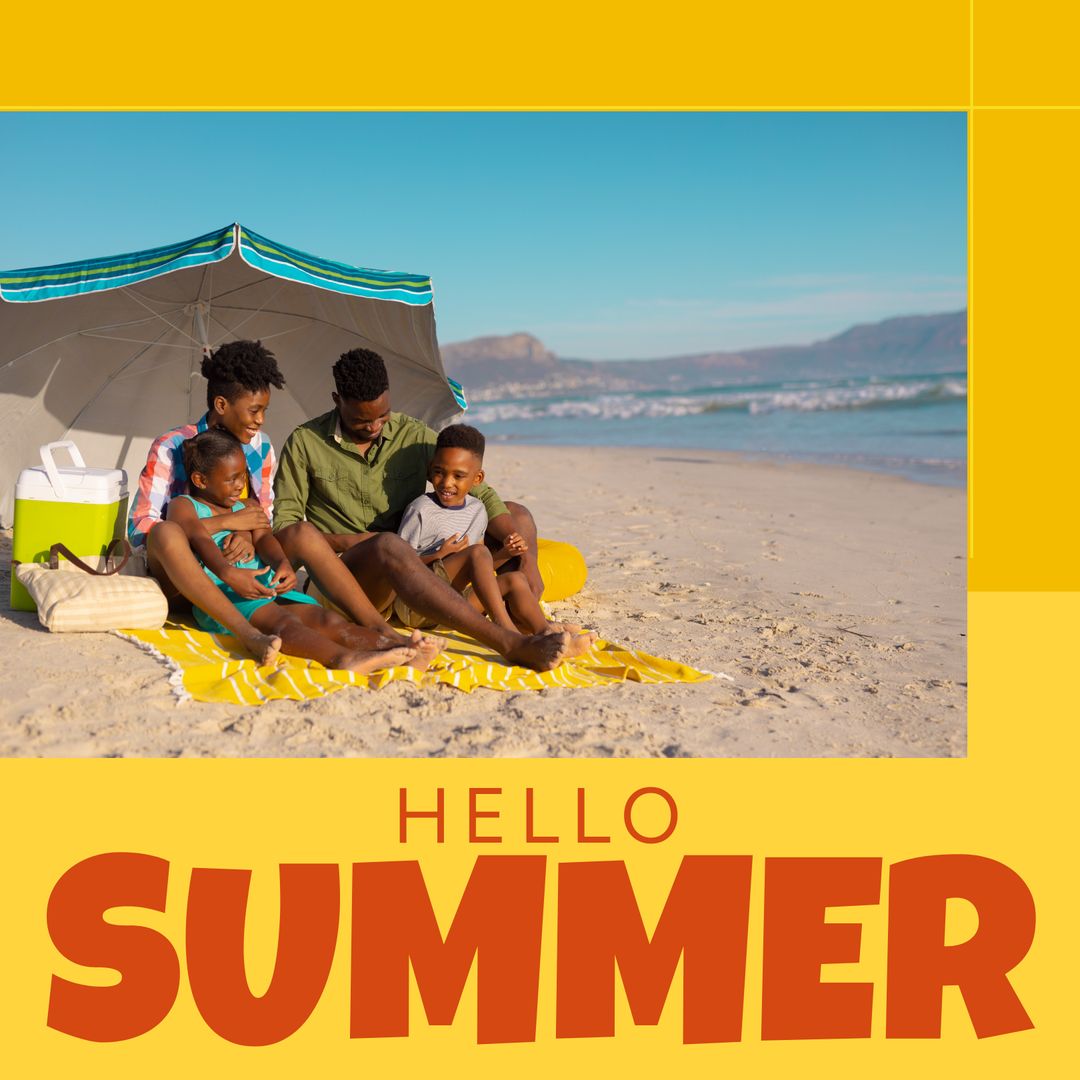 Family Enjoying Summer Beach Time in Sunny Weather